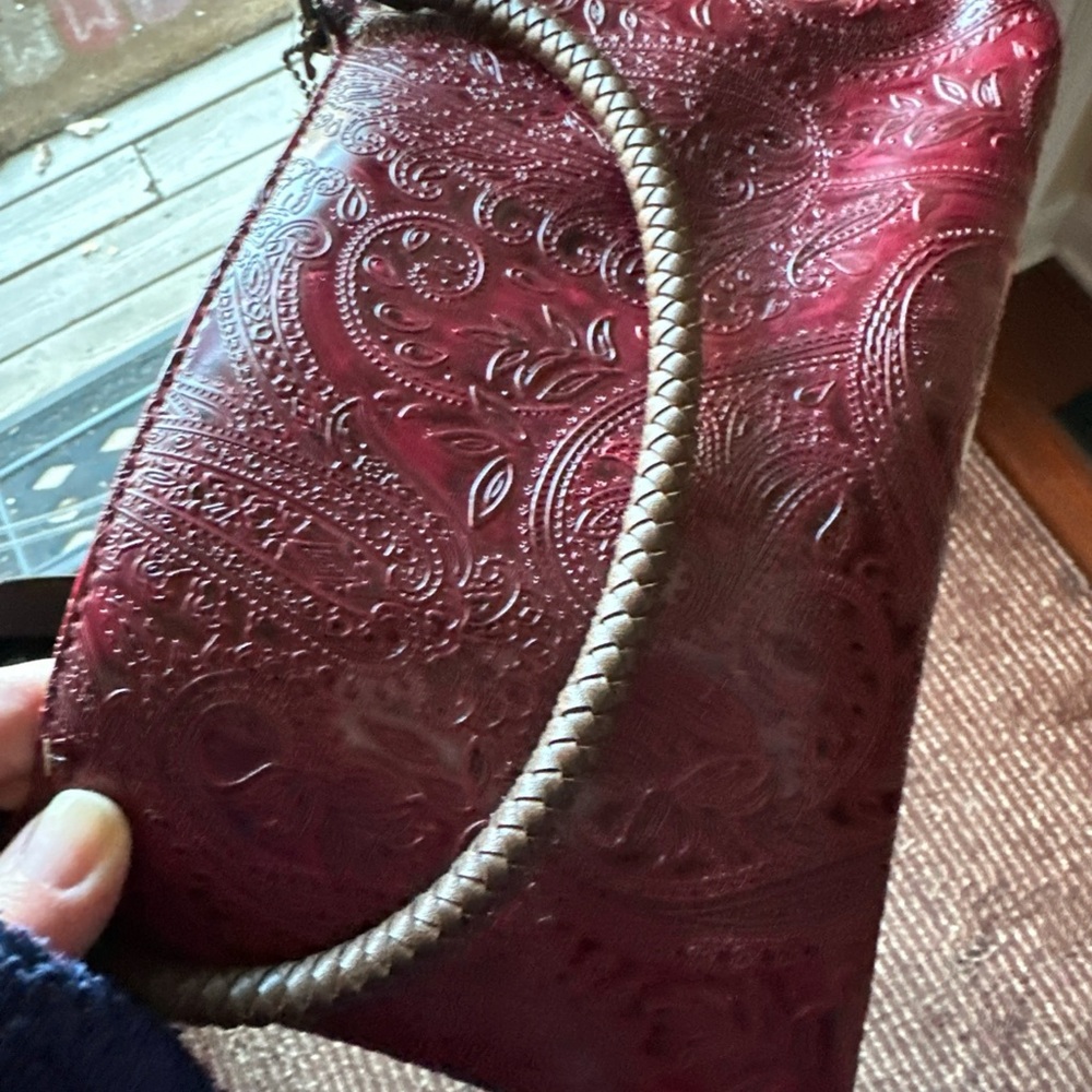 Relic Embossed Clutch - Deep Red